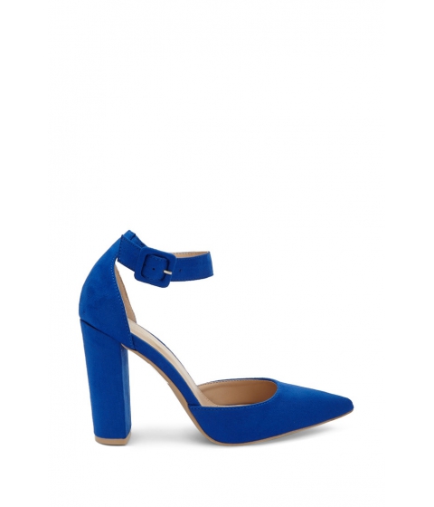 Image of Incaltaminte Femei Forever21 Faux Suede Pointed Ankle-Strap Heels ROYAL