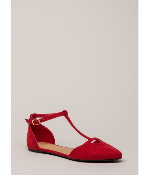 Image of Incaltaminte Femei CheapChic The Epitome Of Style T-strap Flats Red