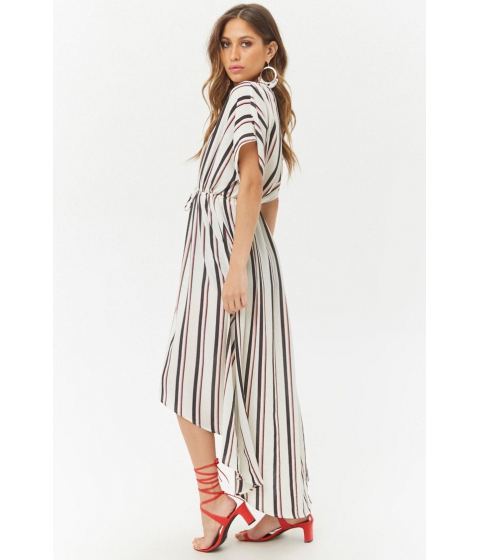 Image of Imbracaminte Femei Forever21 Striped Crepe Duster Jacket NAVYRED
