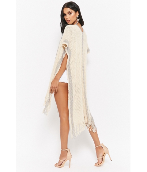 Image of Imbracaminte Femei Forever21 Longline Purl-Knit Poncho IVORY