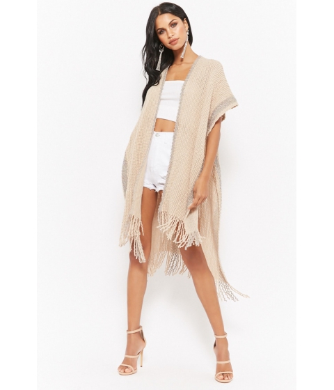 Image of Imbracaminte Femei Forever21 Longline Purl-Knit Poncho TAUPE