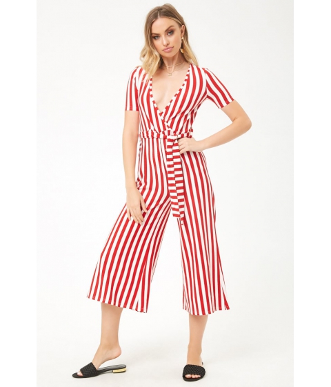 Imbracaminte Femei Forever21 Striped Wide-Leg Jumpsuit IVORYRED pret
