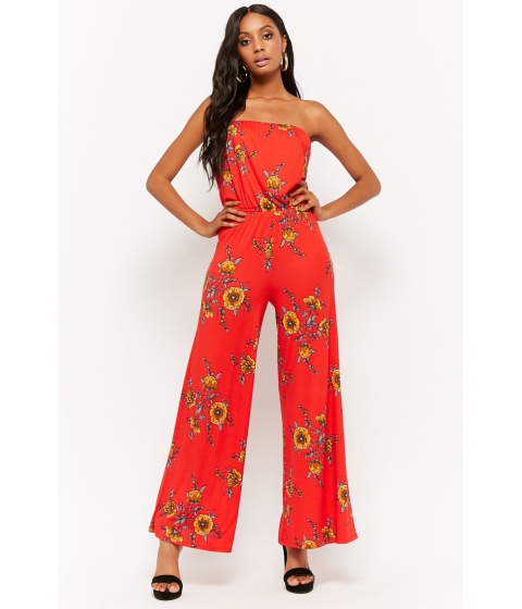 Image of Imbracaminte Femei Forever21 Floral Tube Jumpsuit REDMULTI
