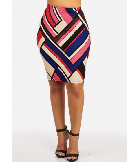 Image of Imbracaminte Femei CheapChic High Waisted Slim Fit Stretchy Multicolor Rib Casual Skirt Multicolor
