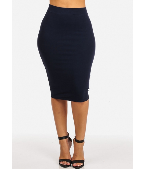 Image of Imbracaminte Femei CheapChic Navy Slim Fit Stretchy High Waisted Evening Work Wear Skirt Multicolor