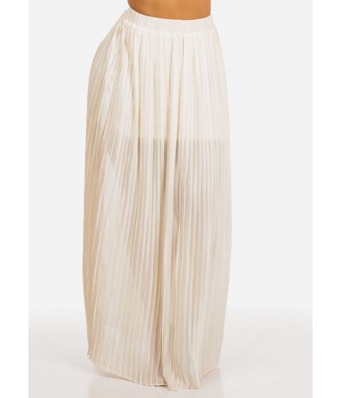 Image of Imbracaminte Femei CheapChic High Waisted Casual Stylish Beige Pleated Design Maxi Skirt Multicolor
