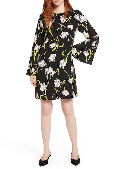 Image of Imbracaminte Femei Halogen Bow Back Floral Shift Dress Regular Petite BLACK- PINK B TULIP PRT