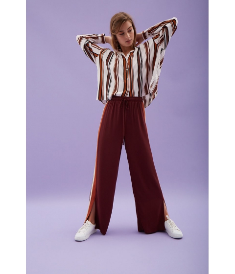 Imbracaminte Femei Forever21 Striped-Trim Palazzo Pants WINEAMBER