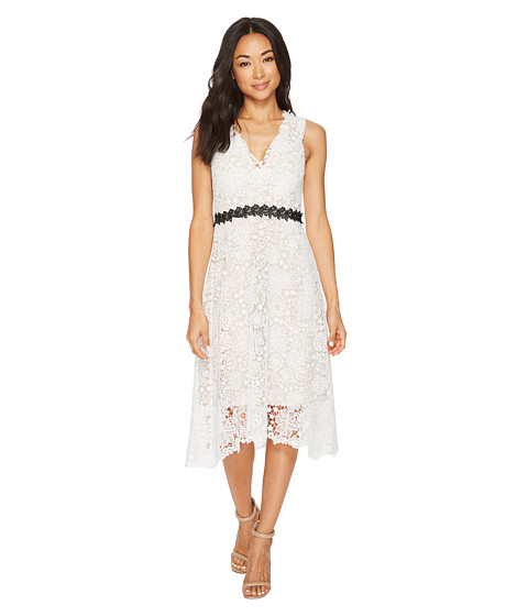 Imbracaminte Femei Donna Morgan Sleeveless Lace V-Neck Fit and Flare with Waist Detail White Wash