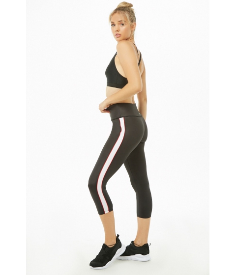 Imbracaminte Femei Forever21 Active Striped-Side Capri Leggings BLACKRED