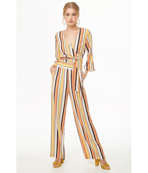 Image of Imbracaminte Femei Forever21 Striped Crepe Palazzo Pants IVORYCORAL