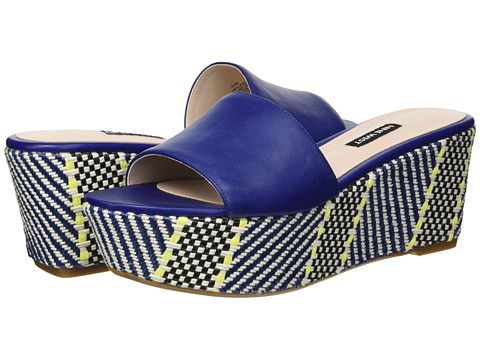 Incaltaminte Femei Nine West Falardo Platform Wedge Slide Sandal Dark Blue Leather