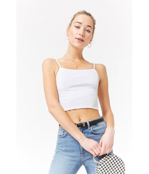 Image of Imbracaminte Femei Forever21 Cropped Lettuce-Edge Cami WHITE