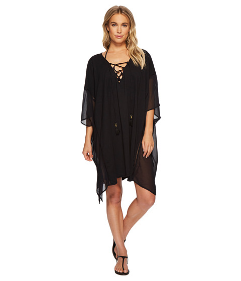 Imbracaminte Femei Tommy Bahama Cotton Modal Lace-Up Tunic Cover-Up Black