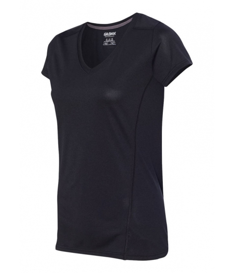 Image of Imbracaminte Femei CheapChic Women's Gildan Tech 100 Polyester Performance Vneck Black Tshirt Multicolor