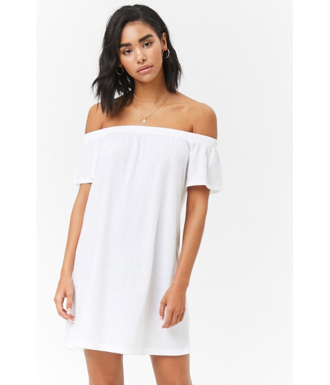 Image of Imbracaminte Femei Forever21 Off-the-Shoulder T-Shirt Dress WHITE