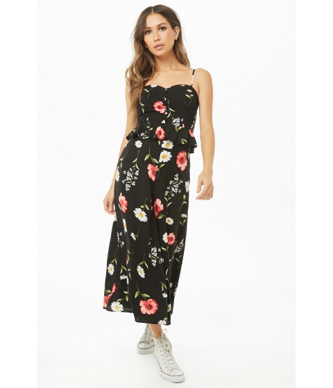 Imbracaminte Femei Forever21 Floral Print Culottes BLACKRED