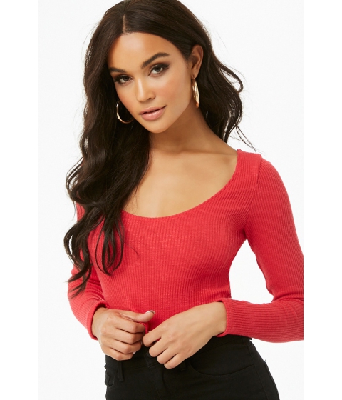 Image of Imbracaminte Femei Forever21 Ribbed Cutout-Back Top RED