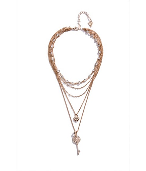 Image of Bijuterii Femei GUESS Gold-Tone Layered Key Necklace gold