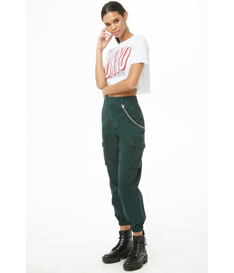 Image of Imbracaminte Femei Forever21 High-Rise Cargo Pants HUNTER GREEN
