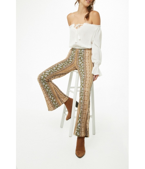 Image of Imbracaminte Femei Forever21 Ornate Flare Pants GREENMULTI