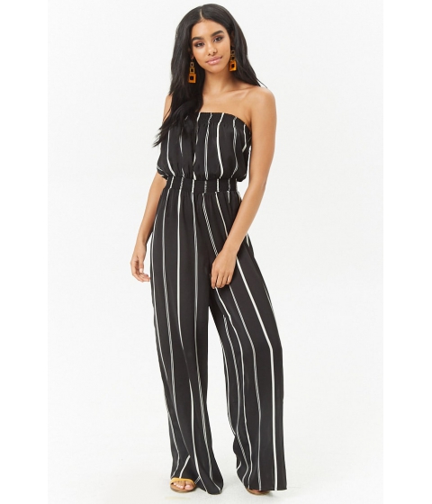 Image of Imbracaminte Femei Forever21 Strapless Striped Jumpsuit BLACKIVORY