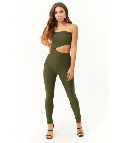 Image of Imbracaminte Femei Forever21 Cutout Tube Jumpsuit OLIVE