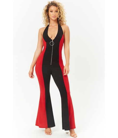 Imbracaminte Femei Forever21 Colorblock Flare Jumpsuit BLACKRED