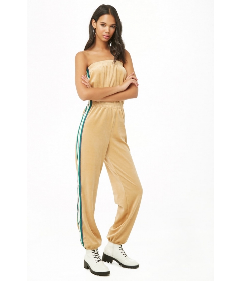 Image of Imbracaminte Femei Forever21 Side-Striped Strapless Jumpsuit TAN