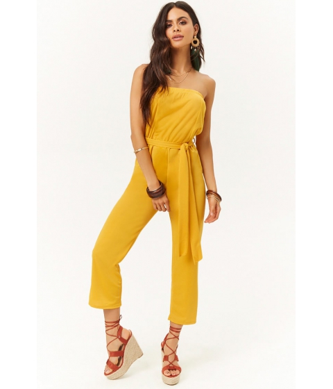 Image of Imbracaminte Femei Forever21 Belted Tube Jumpsuit MUSTARD