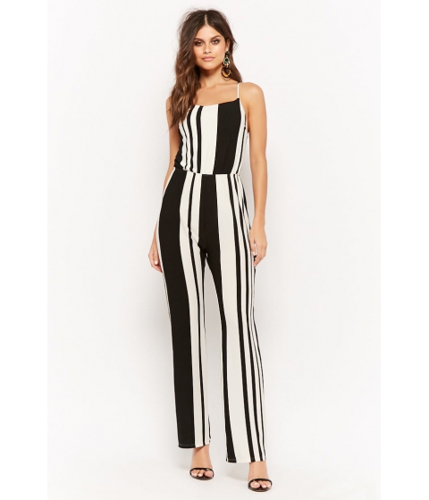 Image of Imbracaminte Femei Forever21 Striped Cami Jumpsuit BLACKWHITE