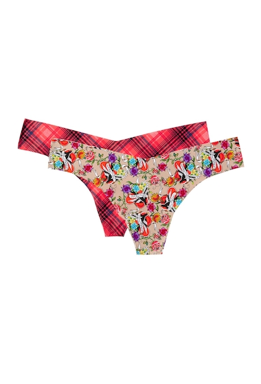 Image of Imbracaminte Femei Commando Assorted Print Thong Pack -Pack of 2 MULTI