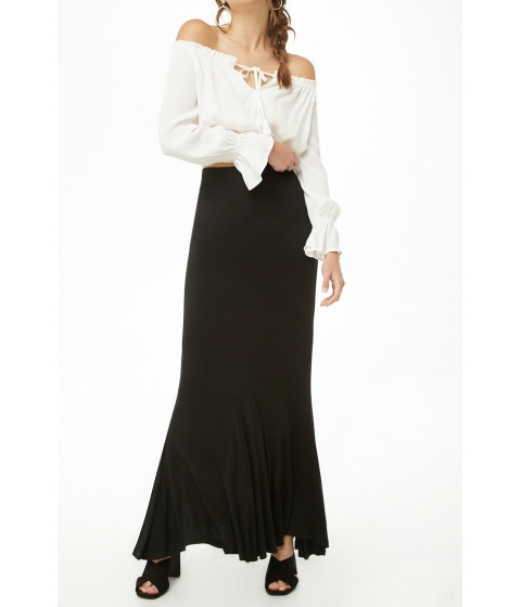 Image of Imbracaminte Femei Forever21 Belted Ribbed Knit Midi Skirt BLACK