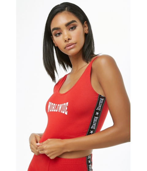 Image of Imbracaminte Femei Forever21 Worldwide Graphic Crop Top REDBLACK