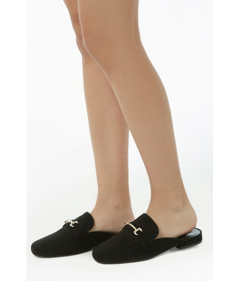 Image of Incaltaminte Femei Forever21 Faux Suede Loafer Mules BLACK