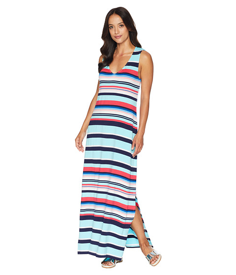 Imbracaminte Femei Tommy Bahama Sporting Stripe Maxi Dress Cover-Up Swimming Pool Blue