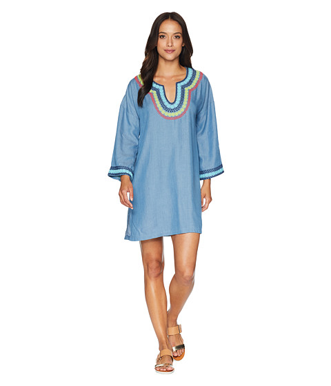 Imbracaminte Femei Tommy Bahama Tencel Chambray Embroidered Tunic Cover-Up Chambray