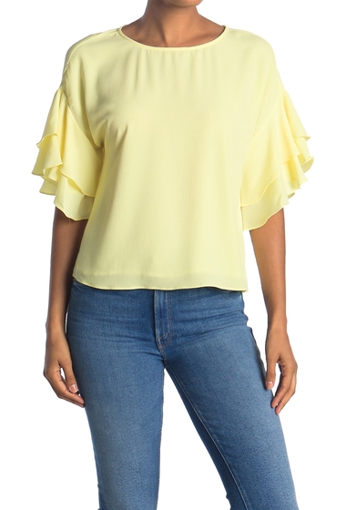 Imbracaminte femei vince camuto tiered ruffle sleeve blouse lemon cream