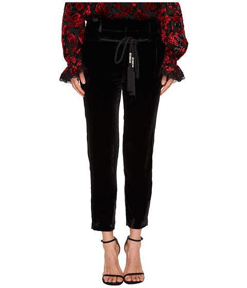Imbracaminte Femei The Kooples Flowing Velvet Trousers with A Drawstring Waist Black