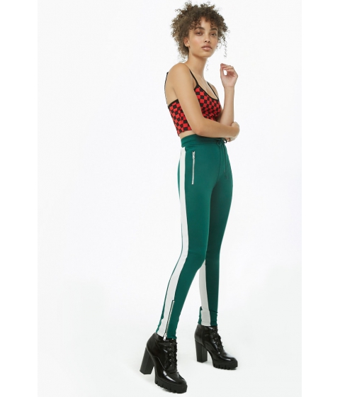 Imbracaminte Femei Forever21 Colorblock Zip-Ankle Pants HUNTER GREENCREAM