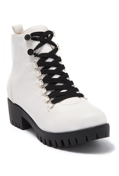 Incaltaminte femei chase chloe storm faux leather combat bootie white pu