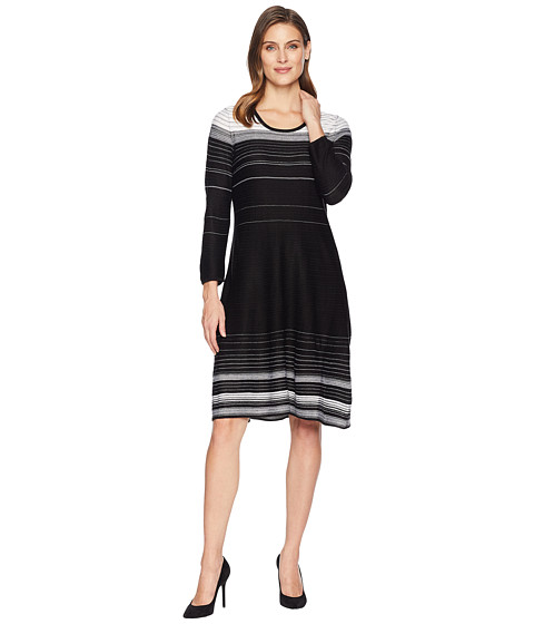 Imbracaminte Femei Nine West 34 Sleeve Variegated Stripe Dress BlackIvory