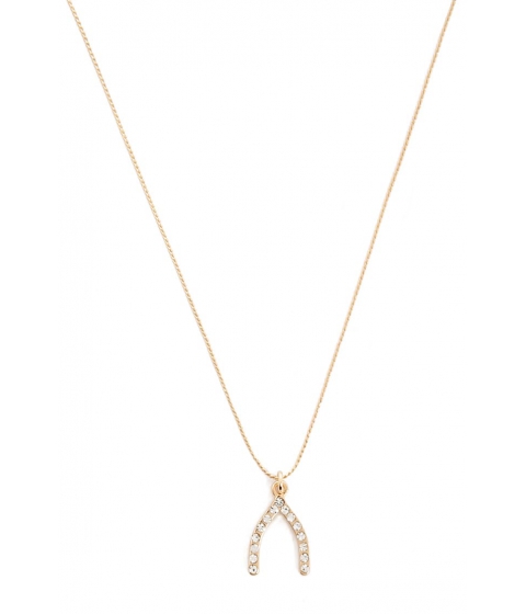 Bijuterii Femei Forever21 Rhinestone Wishbone Pendant Necklace GOLDCLEAR