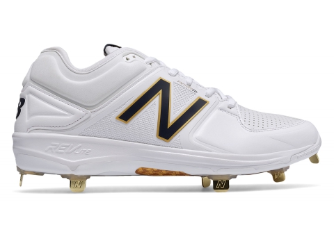 Incaltaminte Barbati New Balance Low-Cut 3000v3 Metal Baseball Cleat White with Navy