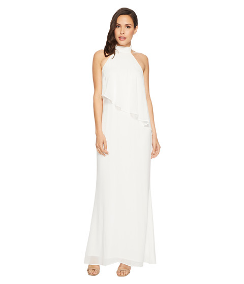 Imbracaminte Femei Laundry by Shelli Segal Chiffon Halter Gown with Asymmetrical Popover Marshmallow