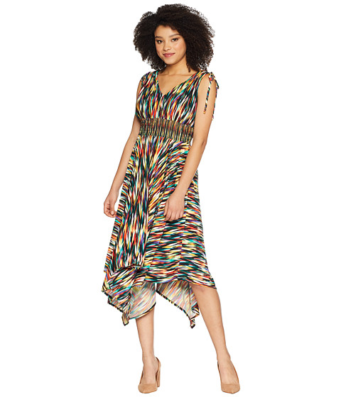 Imbracaminte Femei Maggy London Rainbow Ikat Printed Jersey Hi Low Maxi with Ruched Shoulder Detail BlackMulti