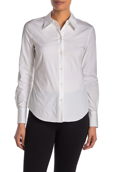 Imbracaminte femei theory perfect fit stretch cotton button up blouse white