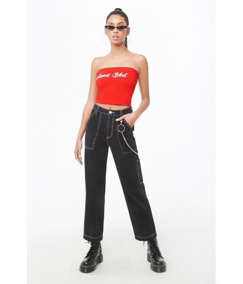 Imbracaminte femei forever21 sunset graphic cropped tube top redwhite