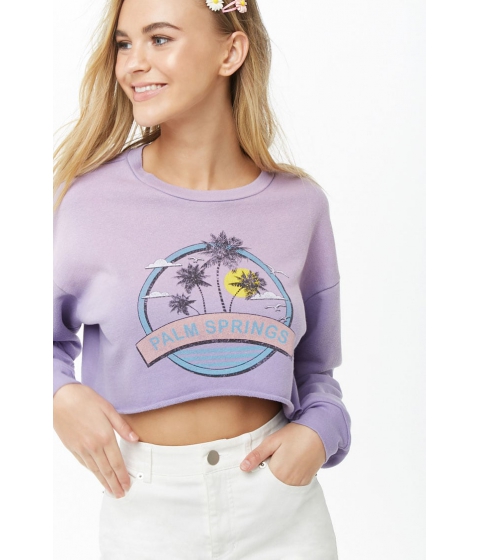 Imbracaminte femei forever21 palm springs graphic sweatshirt lavendermulti