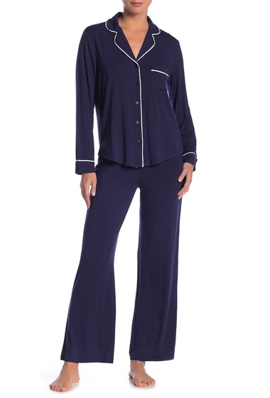 Imbracaminte femei shimera tranquility long sleeve shirt pants 2-piece pajama set navy peacoat